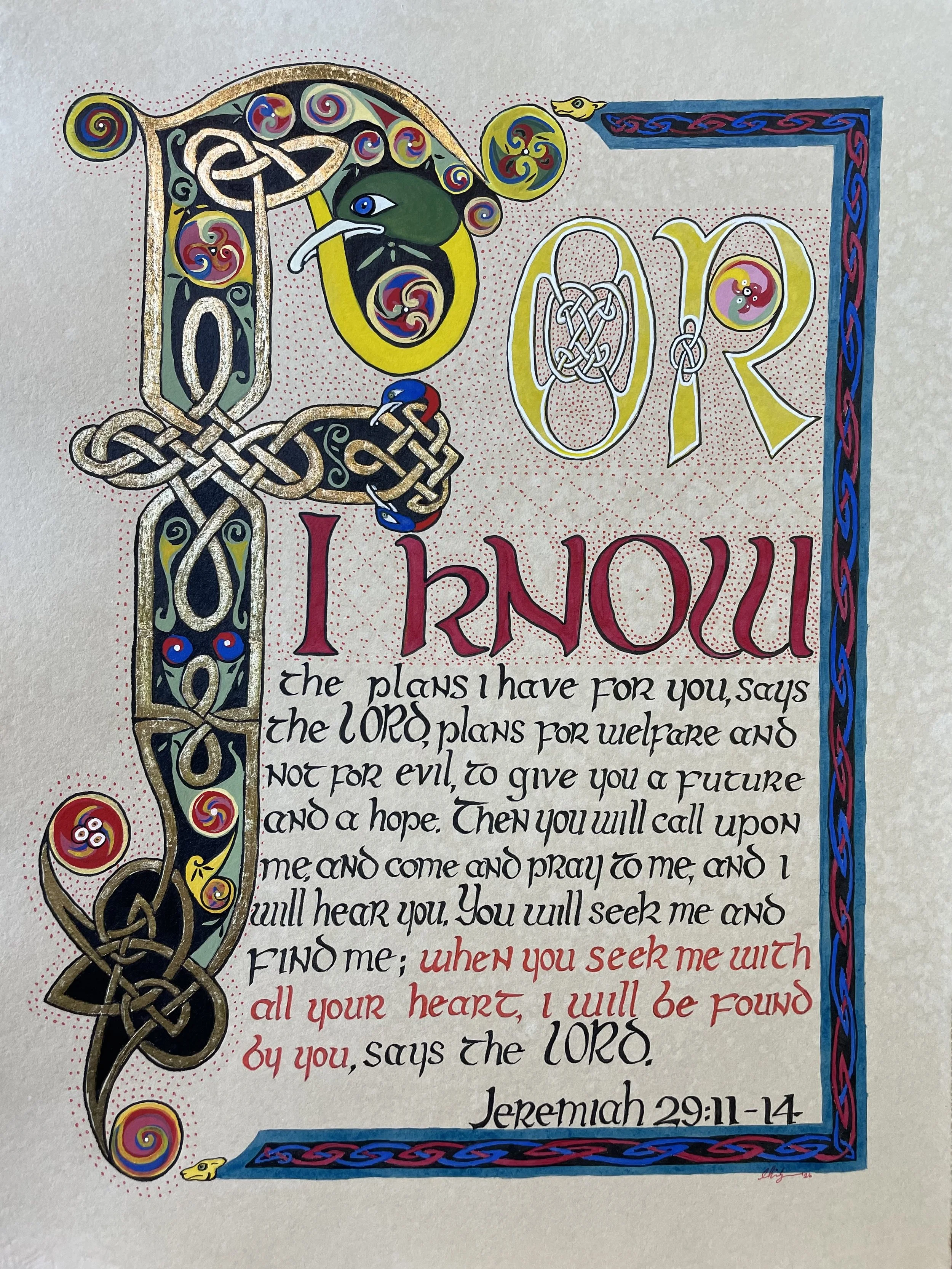 Illuminated manuscript with 24K gold, ink, and paint