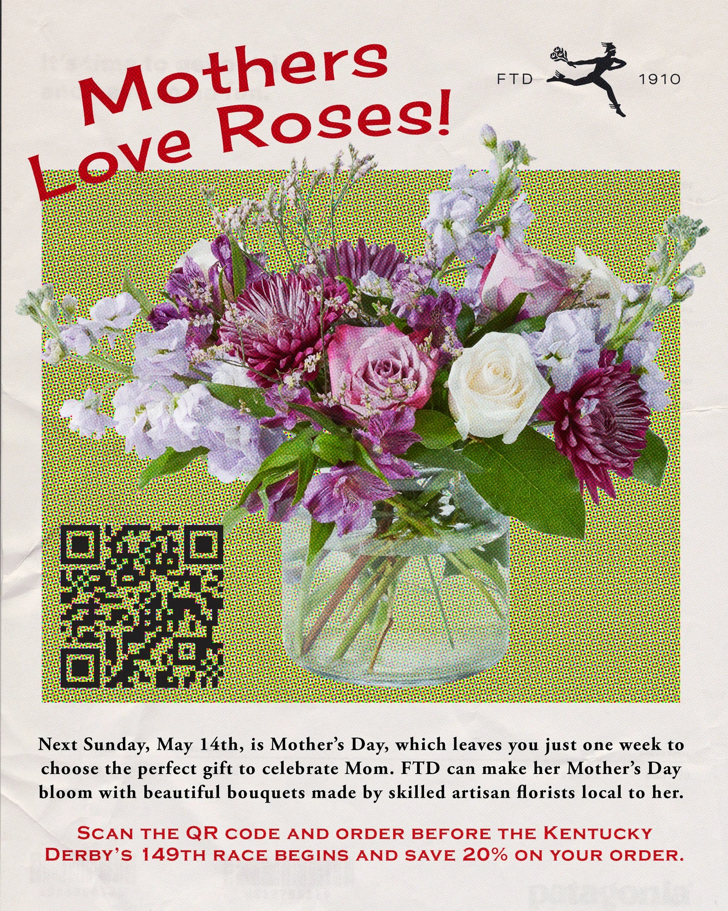 Vintage style needs a vintage ad! I drew inspiration from historic FTD ads to create a Mother's Day ad that fit in with our vintage design.