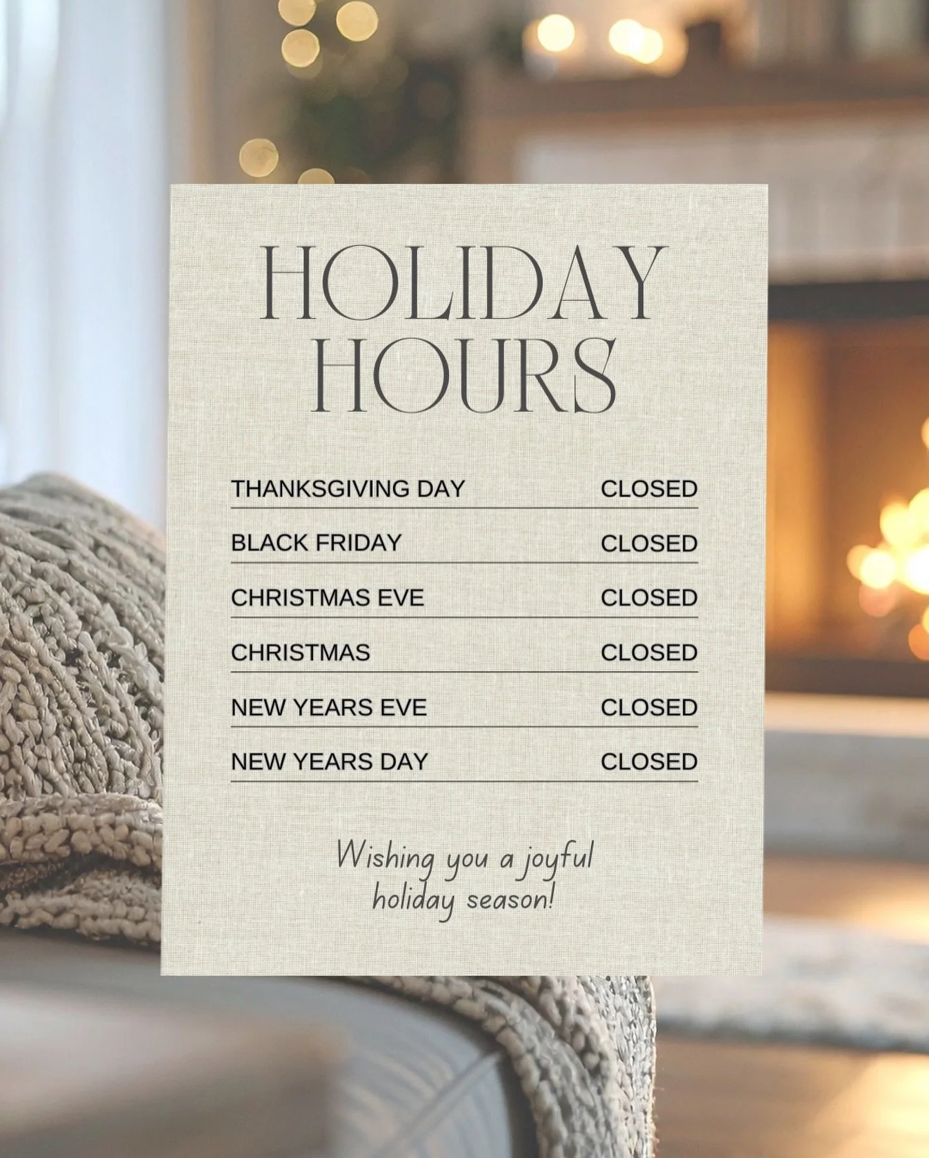 Our holiday hours are officially posted 🤍✨
As we head into this festive season, we&rsquo;re wishing everyone a joyful holiday spent with family and close ones.

If you&rsquo;re planning a project for the new year, now is the perfect time to get ahea