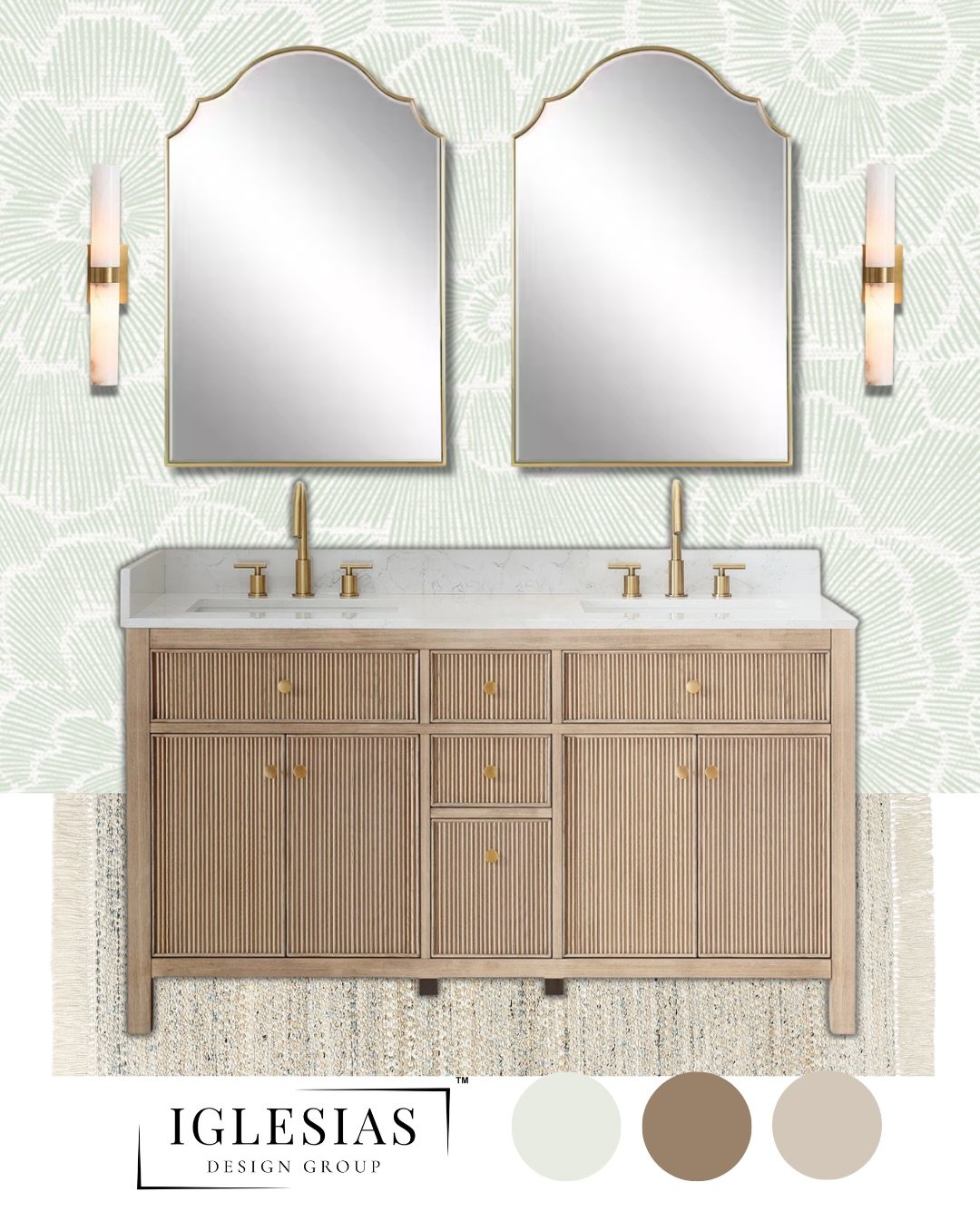 Texture plays a major role in how a space feels. This @york_wallcoverings wallpaper uses raised sage florals over an off-white faux grasscloth to add softness, depth, and visual movement without overwhelming the room. 

Pairing it with warm brass fix