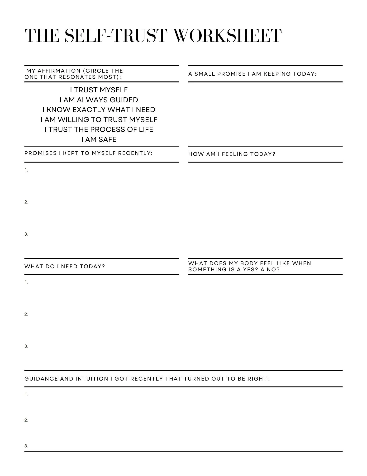 The Self-Trust Worksheet