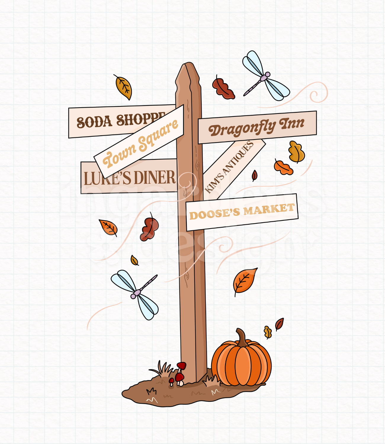 Gilmore Girls Autumn Sign Post // Digital Download