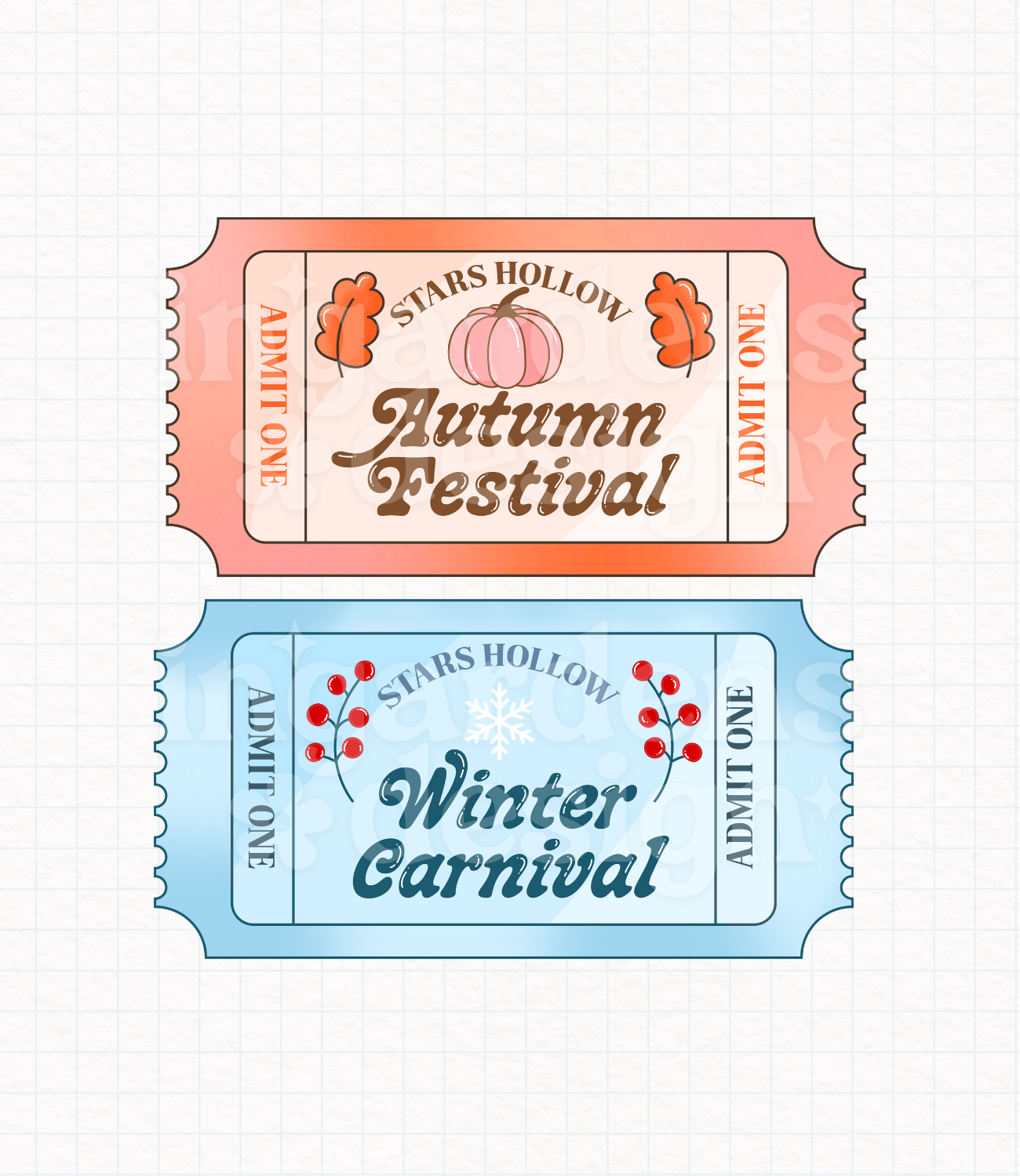 Gilmore Girls Winter and Autumn Tickets // Digital Download