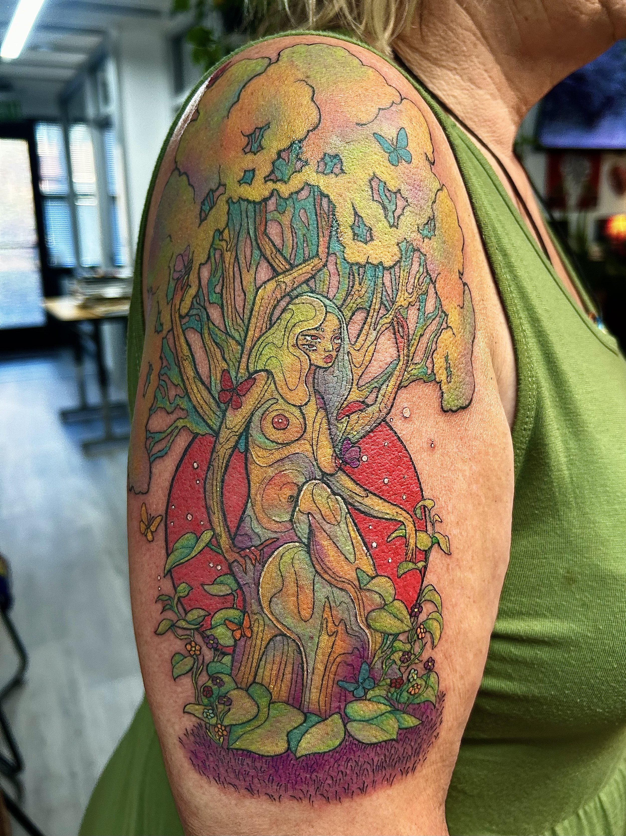 Psychedelic nature tattoo by Arville Persons