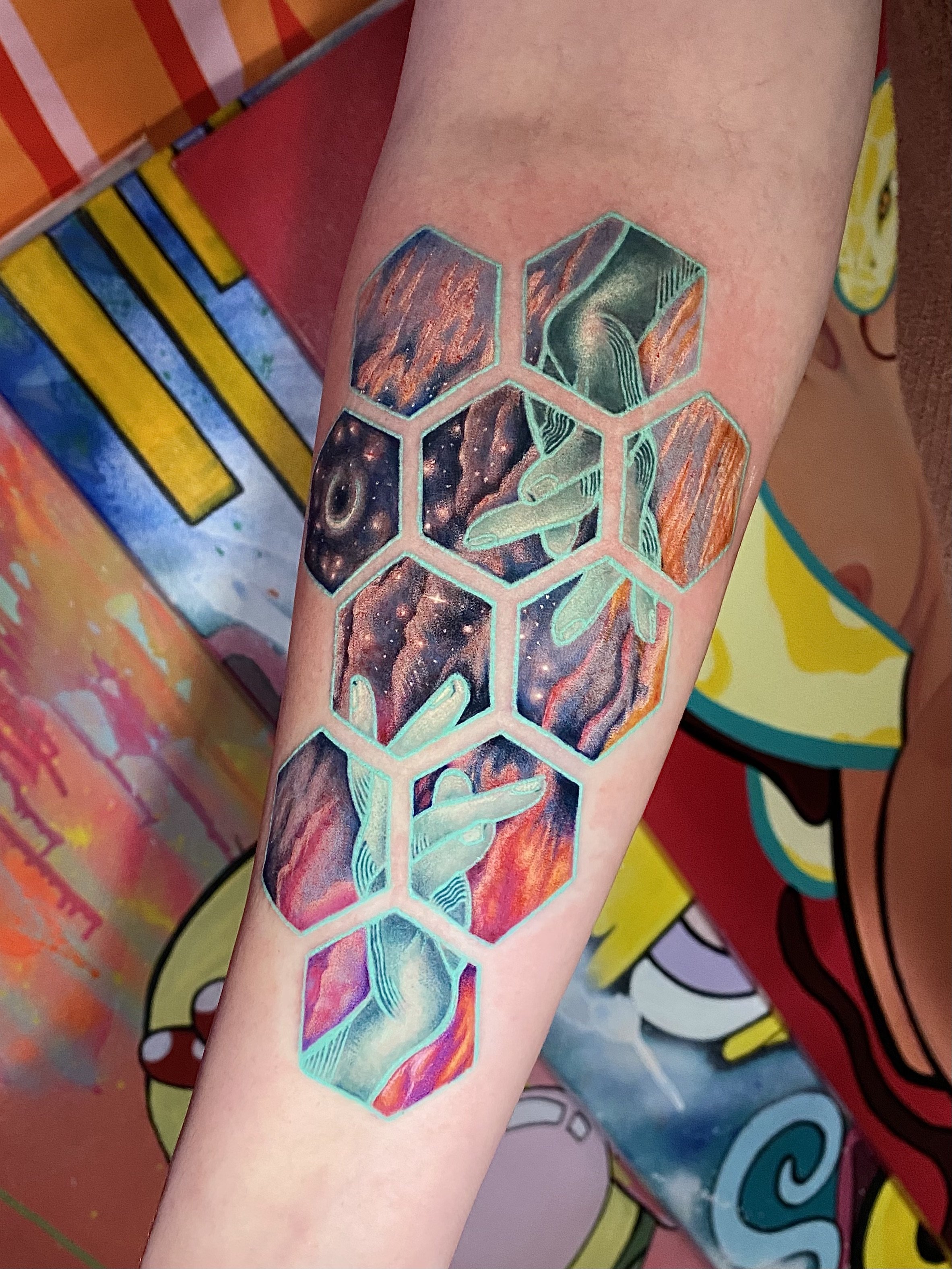 Colorful tattoo by Arville Persons