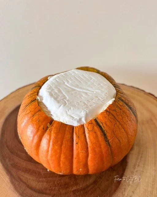 top view of pumpkin stuffed with Brie cheese.JPG