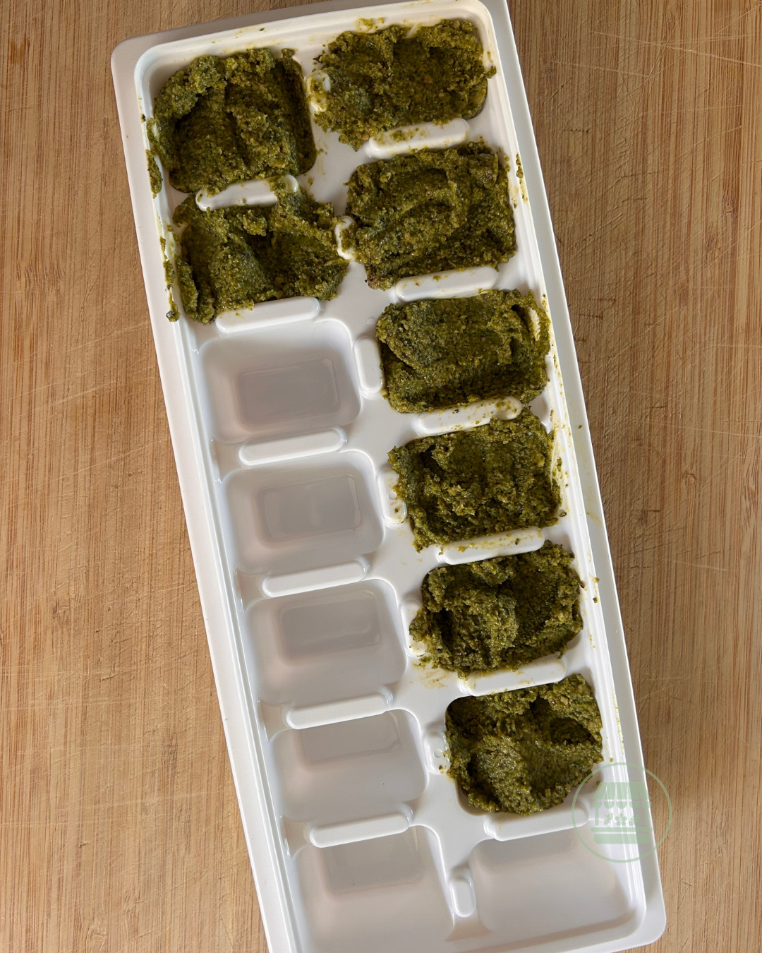 freezing pesto in an ice cube tray.png