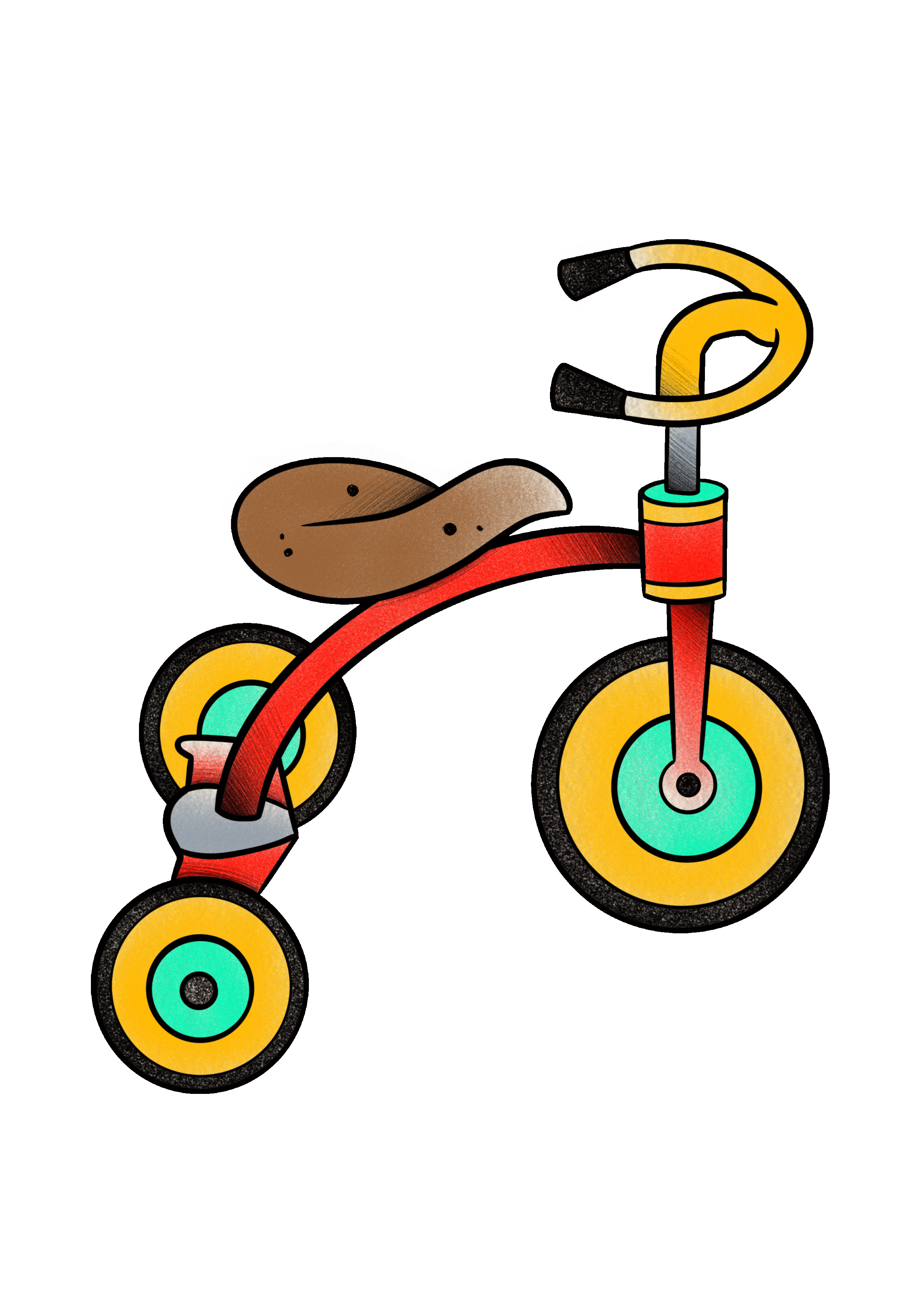 American traditional tricycle tattoo flash design with bold lines and classic colors, created by Flow Kappa in West Palm Beach