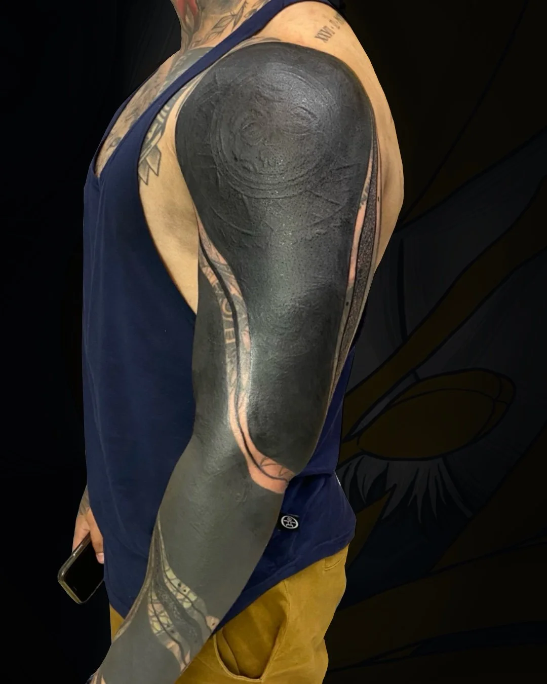 Blackout tattoo sleeve created in West Palm Beach, Florida. This piece focuses on solid black saturation, clean edges, and precise negative space to reshape the arm and create a bold, minimalist impact. Designed to flow naturally with the anatomy, th