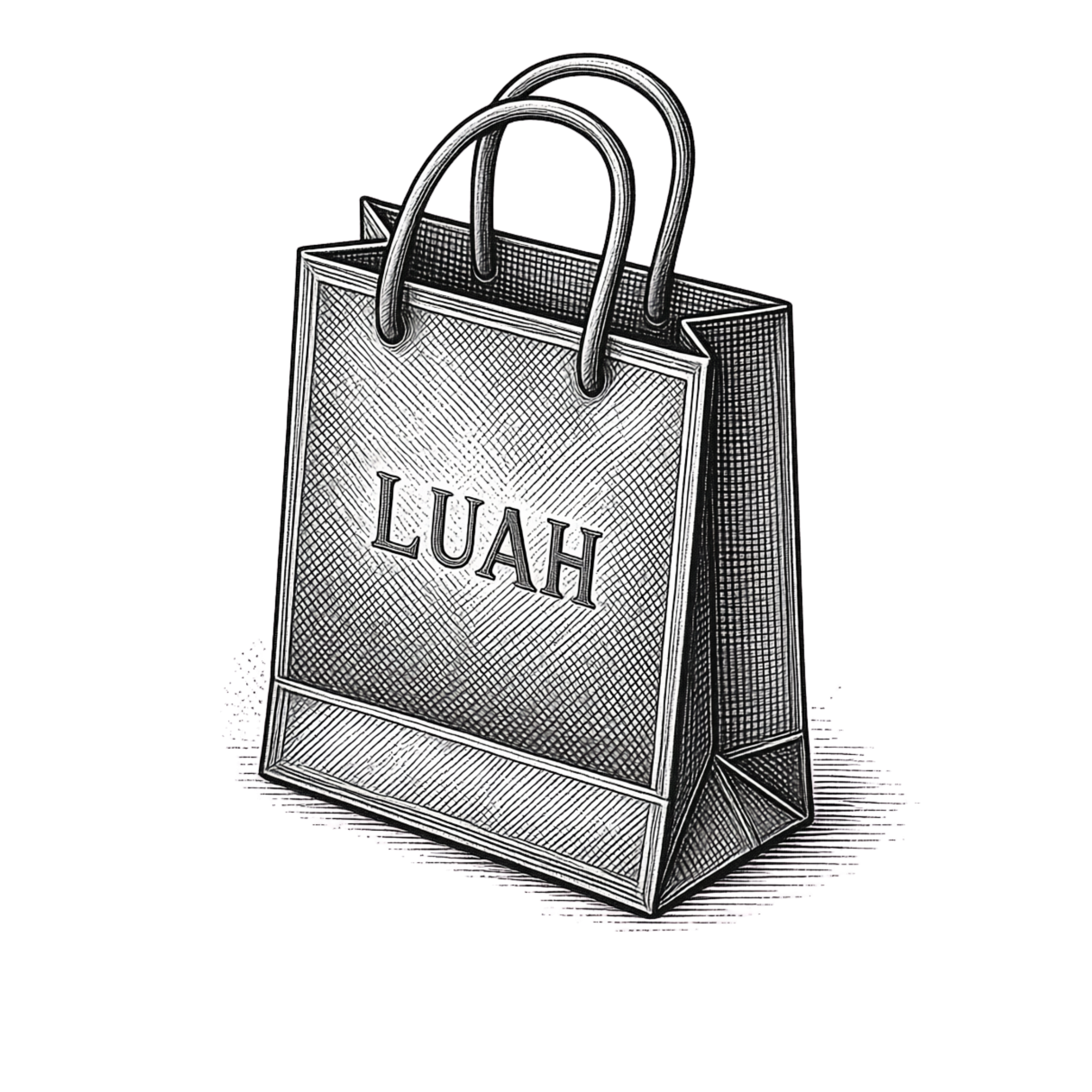 Hand-drawn illustration of a shopping bag with