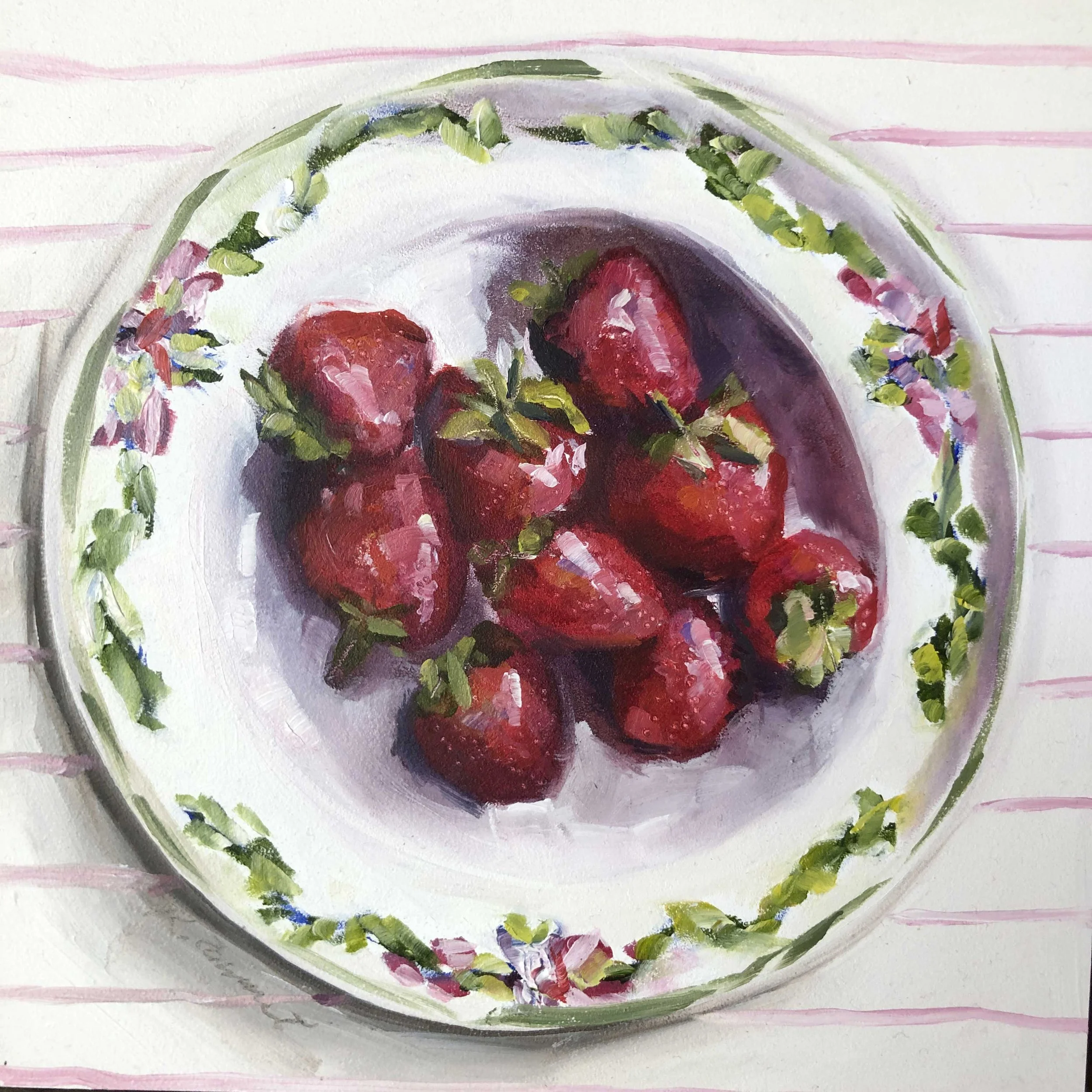 Plate of Strawberries 17x17cm - $180