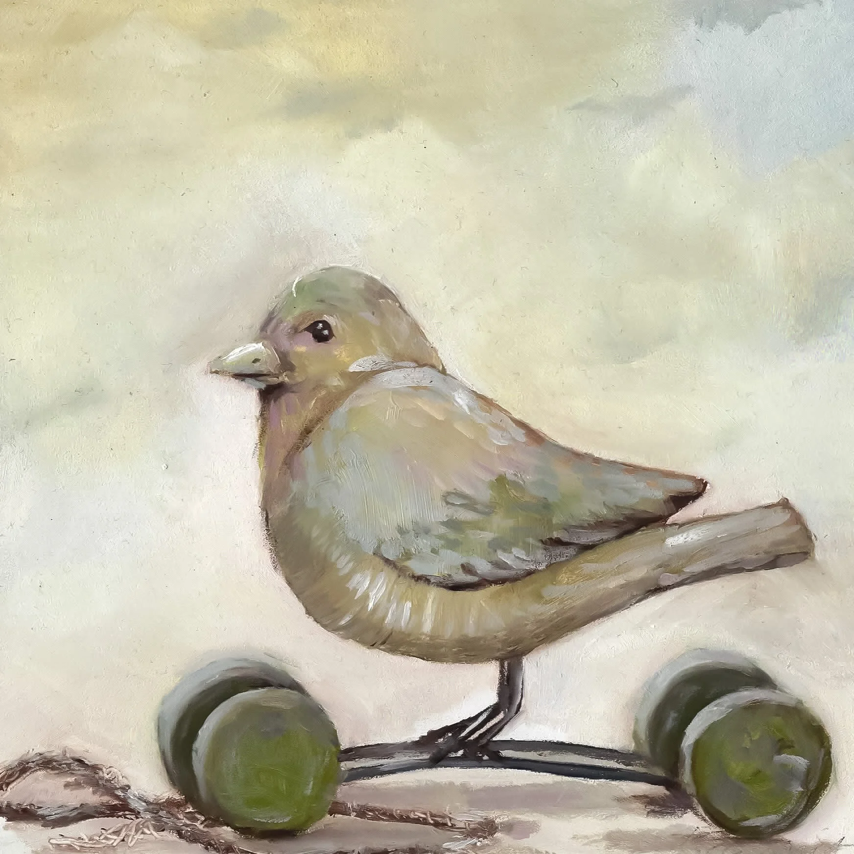 Bird on wheels 17x17.jpg