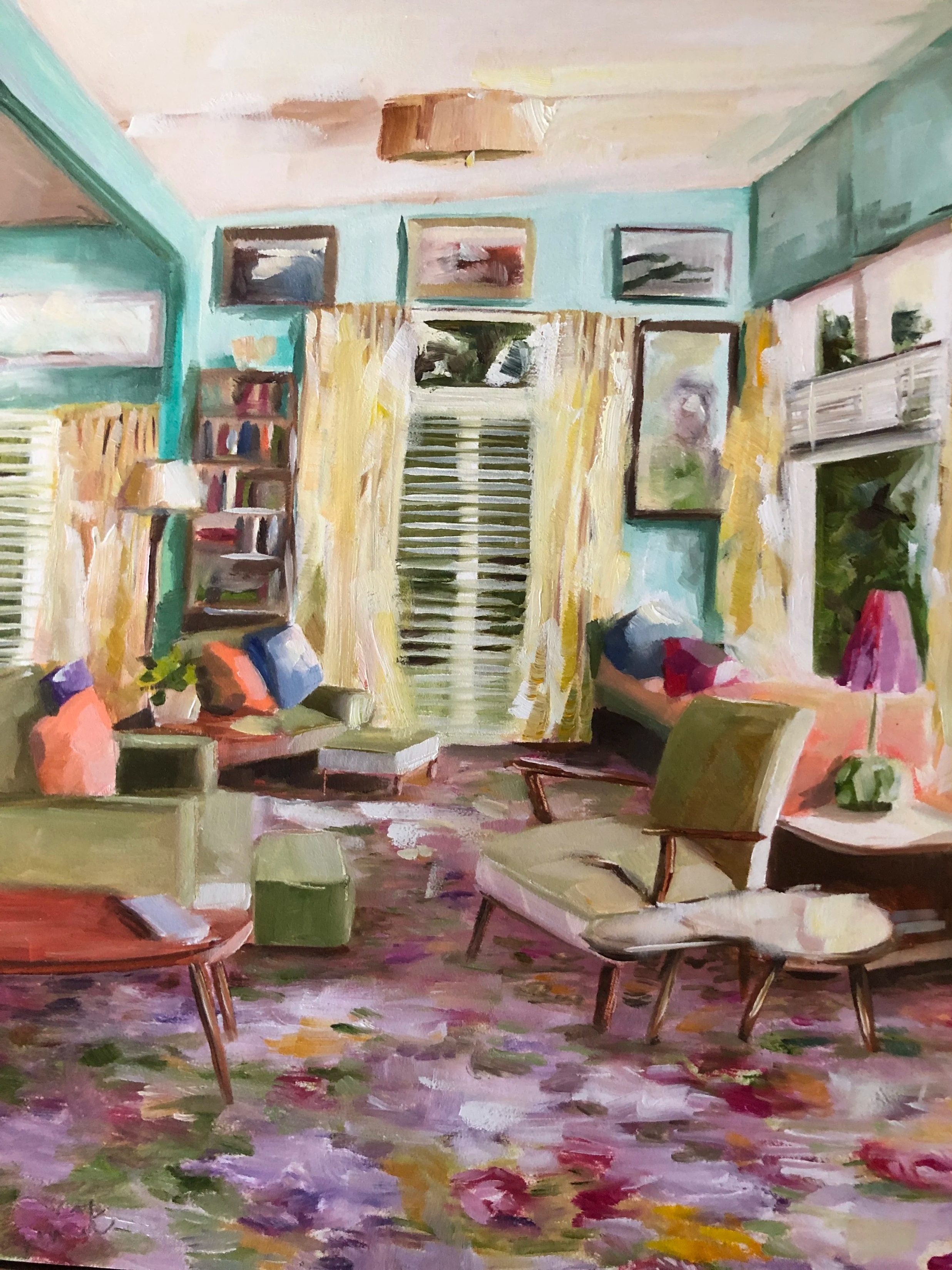 Colourful Holiday House 27x22cm - $340