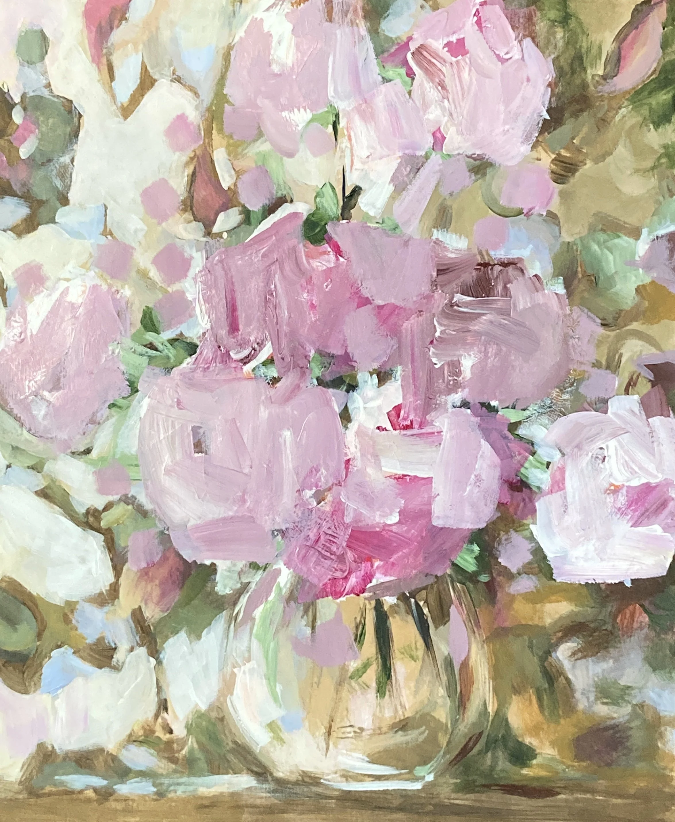 Roses in Glass Vase 27x31cm - $420 