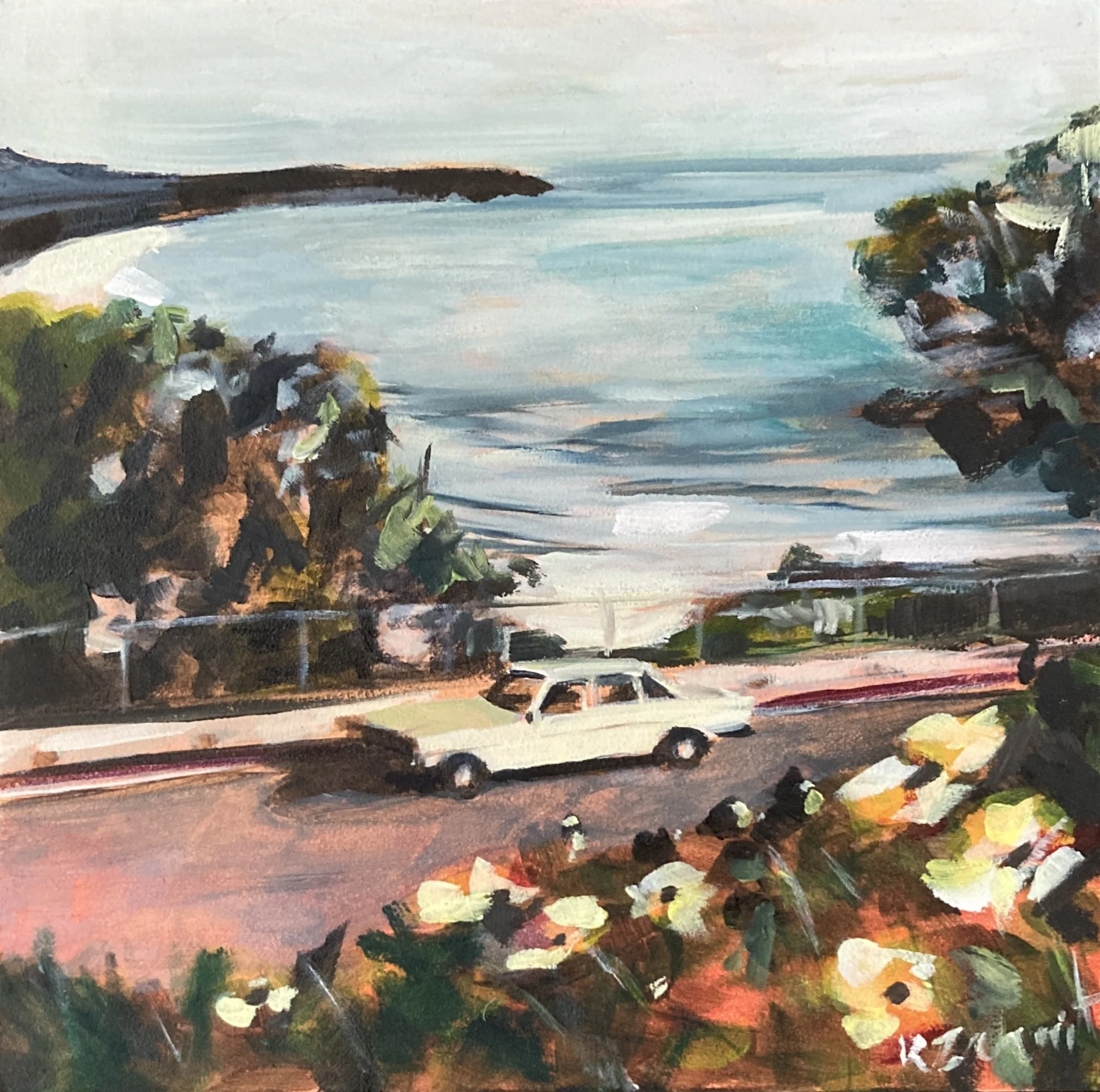 The red undertone captures photos from an era a few decades ago.  The holiday photo of the view that sometimes you never look at again.  But this one has the car which tells a little story and asks the question, are they still in the car?