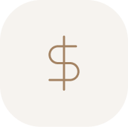 Minimalist icon of a dollar sign.