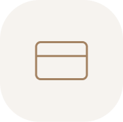 Simplified illustration of a credit card with a beige outline on a light background.