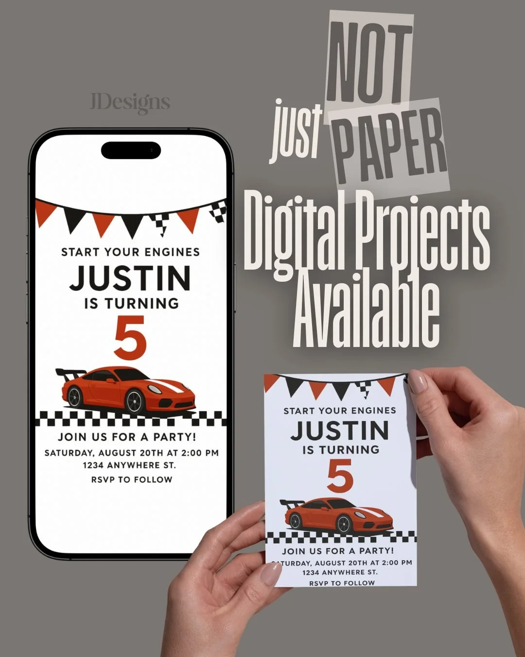Because every celebration deserves options 🥳
Not just paper &rarr; digital too!
Send it out in the mail OR send it with a tap 📲
Either way, your design is custom + made for YOU!
 #CustomDesign #JDesigns #PersonalizedDetails #SmallBusinessDesign #Cu