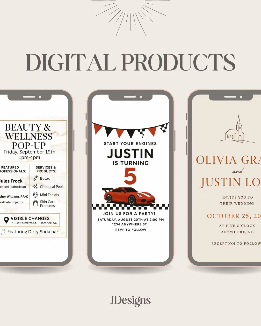 Event flyers, birthday invitations, wedding suites &mdash; all designed to shine digitally ✨
With J Designs, you can share your special moments instantly, beautifully, and stress-free. 💌
DM me for more Information!
📲 Book your digital designs today