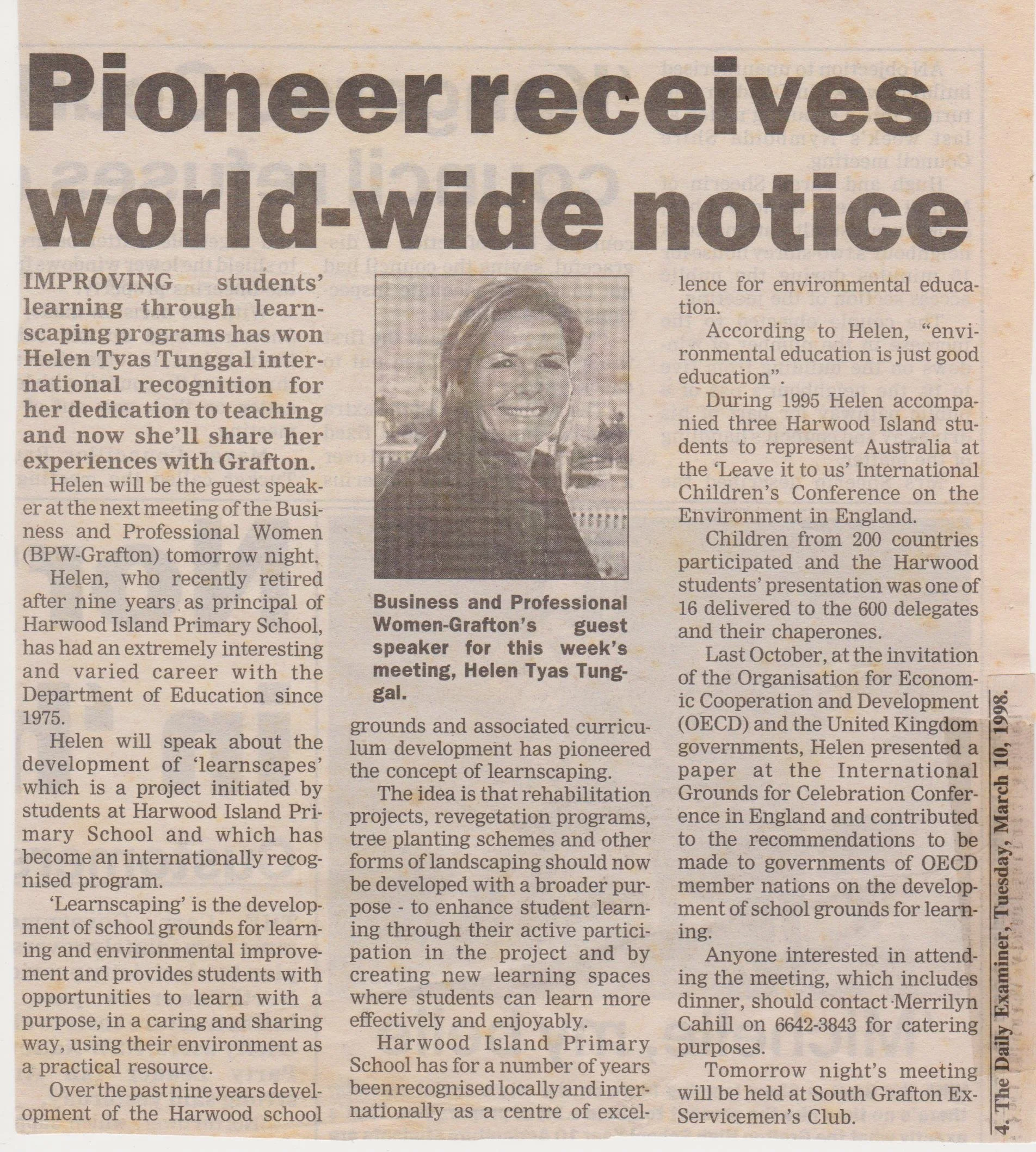 The Daily Examiner 10 March 1998 Pioneer receives worlwide notice.jpg