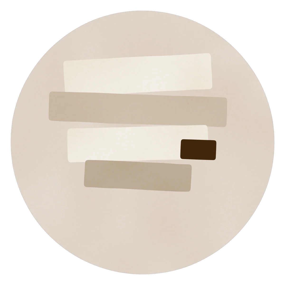 Abstract mark for chronic pain therapy: uneven layered bands, one small dark band set apart