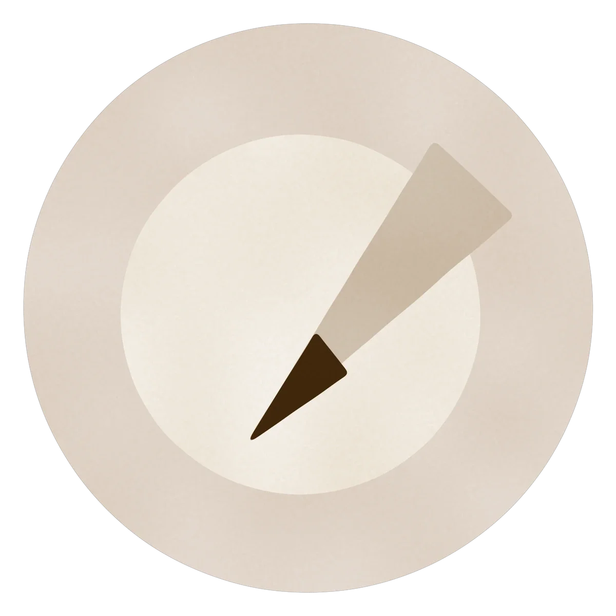 Abstract mark for anger management therapy: a single shard crossing a pale form, its dark point stopping inside the boundary