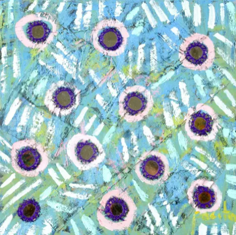Hold that pink 2002
(oil, mirrors, painted cloth stitched on canvas)