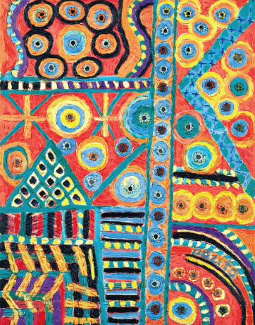 Bumbu-Bumbu 2000
(oil, mirrors stitched on canvas)