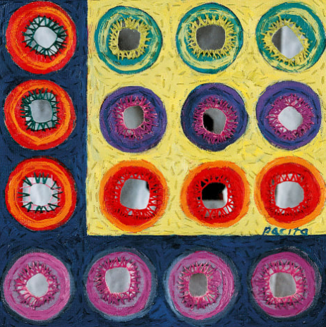 Honey and Saffron, 2000
(oil, mirrors stitched on canvas)