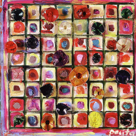 Life is a series of doors 1998
(oil painted tin stitched on canvas)