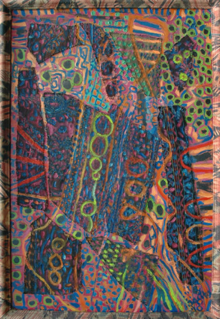 Beads around her waist, 1997
(oil, painted handwoven cloth stitched on canvas)