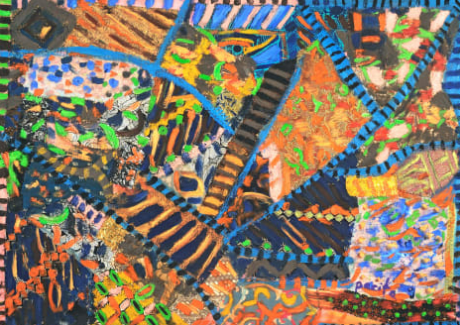 Glorious Blue 2003
(oil, painted cloth, painted tin stitched on canvas)