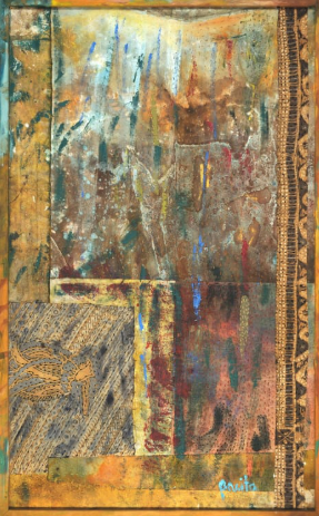 Change is in the air I, 1995
(oil, alkyd, dyed cloth, painted cloth stitched on canvas)