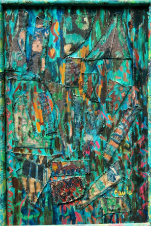 Flurry of movement 1998
(oil, painted handwoven cloth stitched on canvas)