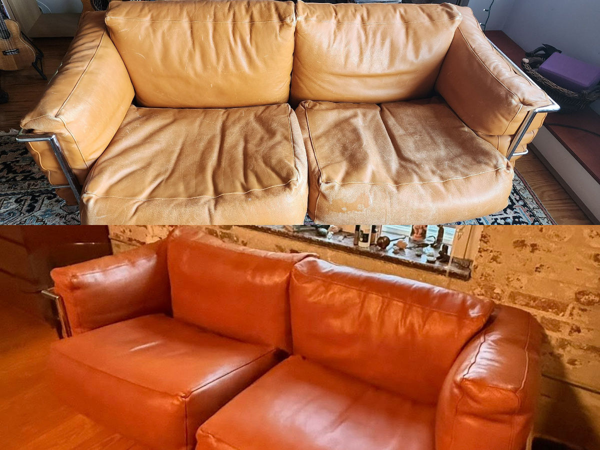 Orange Leather Sofa Repair