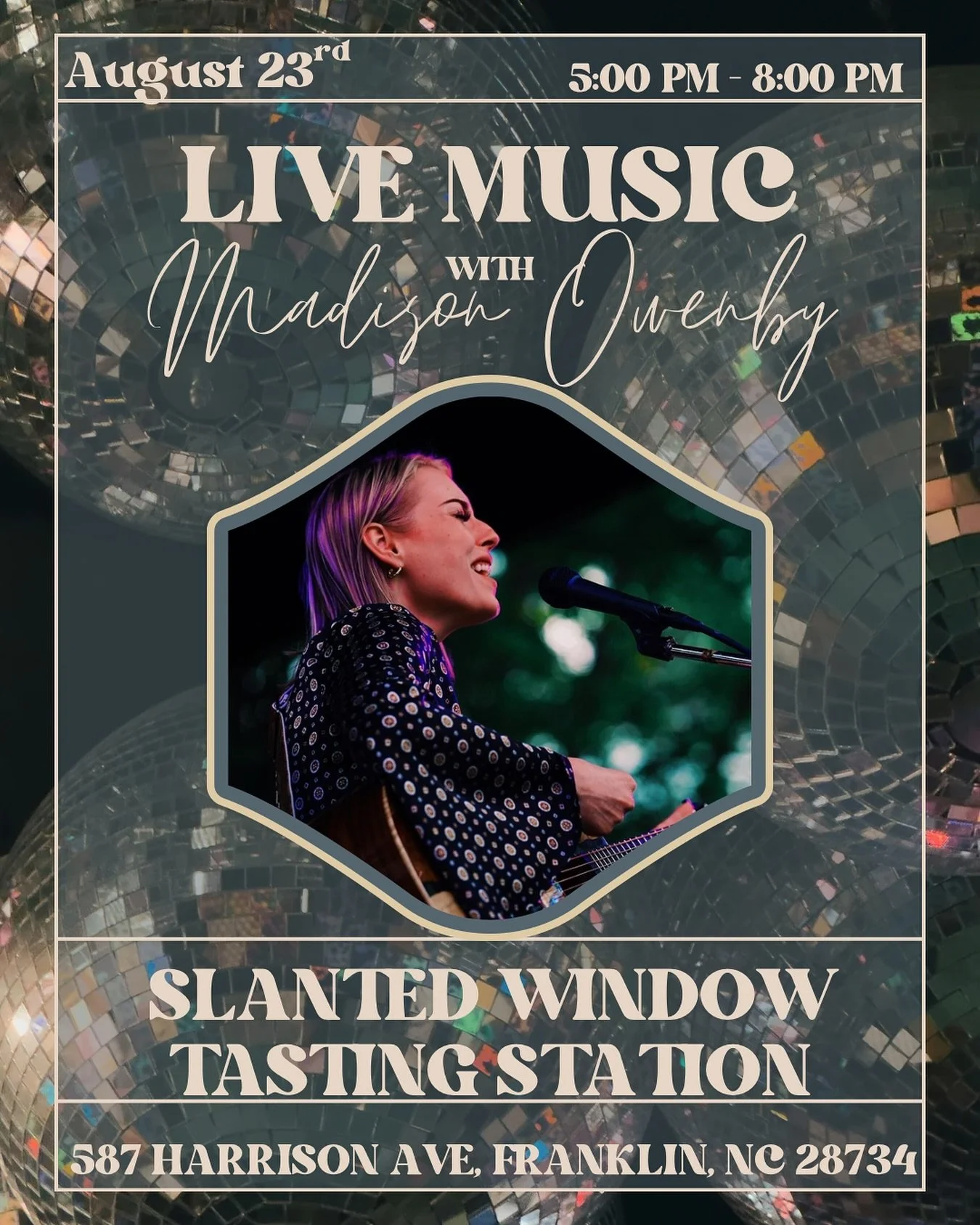 Live music tonight at Slanted Window Tasting Station 🎶
I&rsquo;ll be playing from 5&ndash;8 PM&mdash;stop by for good wine, good vibes, and an evening of music. 🍷✨

#FranklinNC #LiveMusic #WesternNC #SlantedWindow #MadisonOwenbyMusic