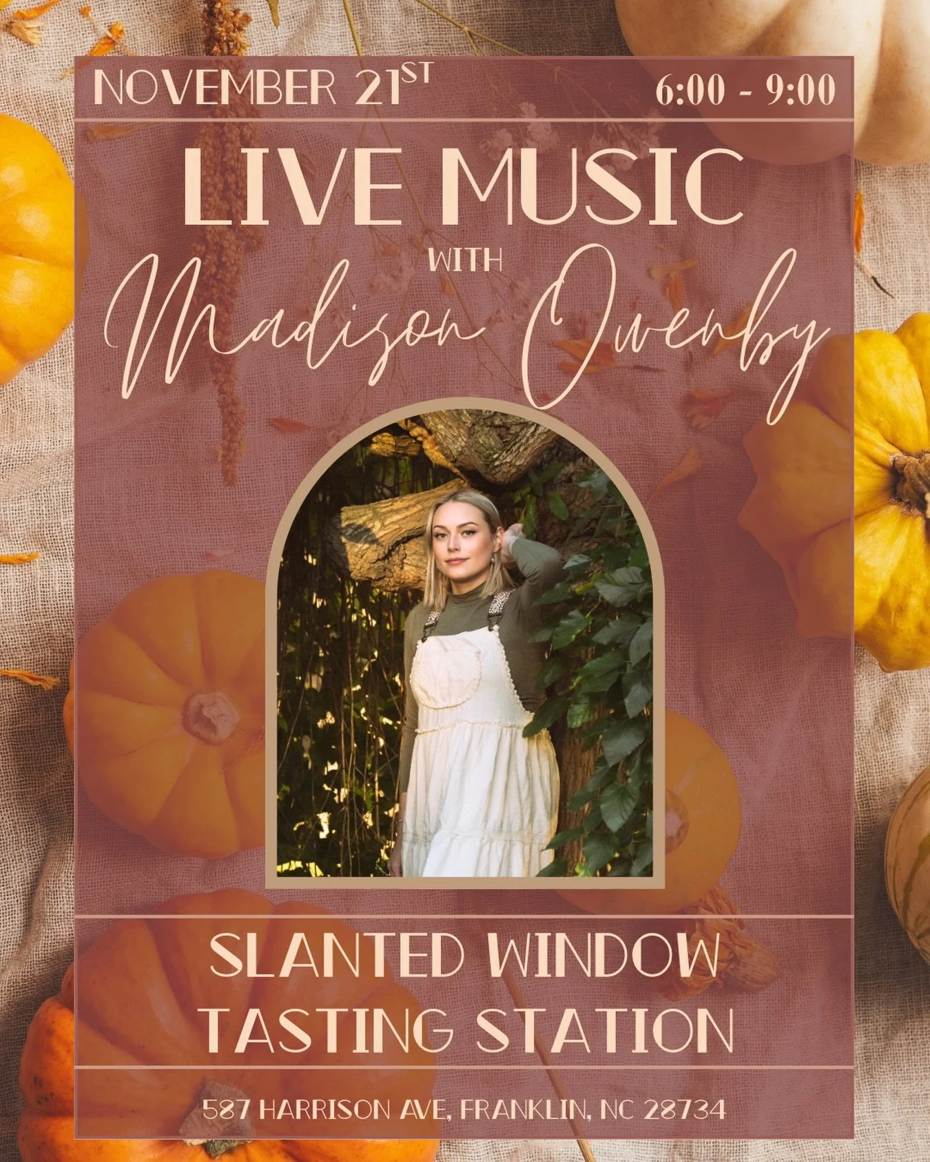 Tonight is the night!! Excited to be back at Slanted Window tonight. If you&rsquo;re looking for a relaxed spot to unwind, come by between 6 and 9. Fall nights with good people and good music are my favorite, and I&rsquo;d love to see you there. 🍂✨
