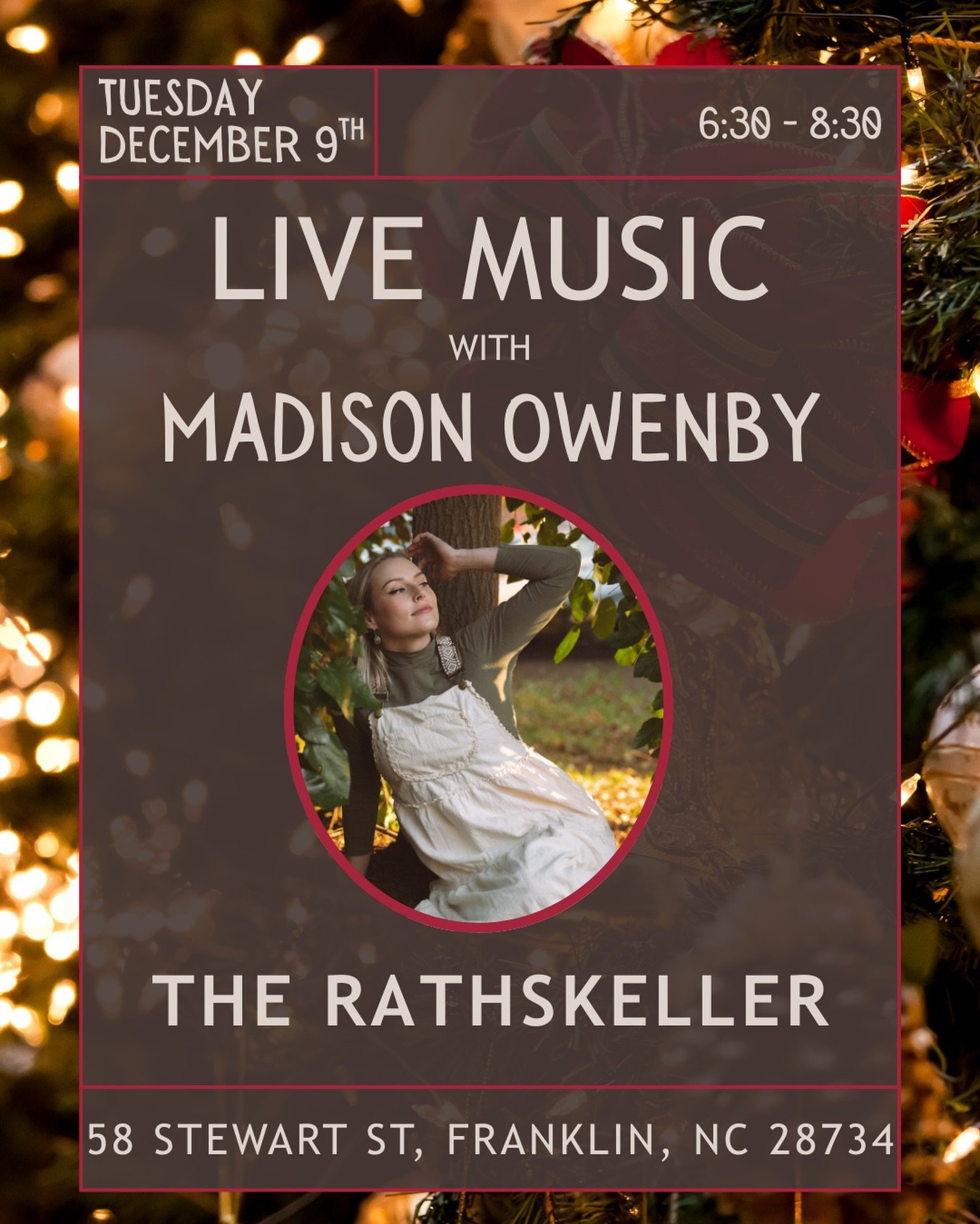 Finals week deserves a little joy, so come unwind with me at The Rathskeller this Tuesday 🎶✨ 

Let&rsquo;s celebrate the end of the semester and get a head start on celebrating me graduating college 🎓🤍

#FranklinNC #MaconCountyNC #WNC #WesternNC #
