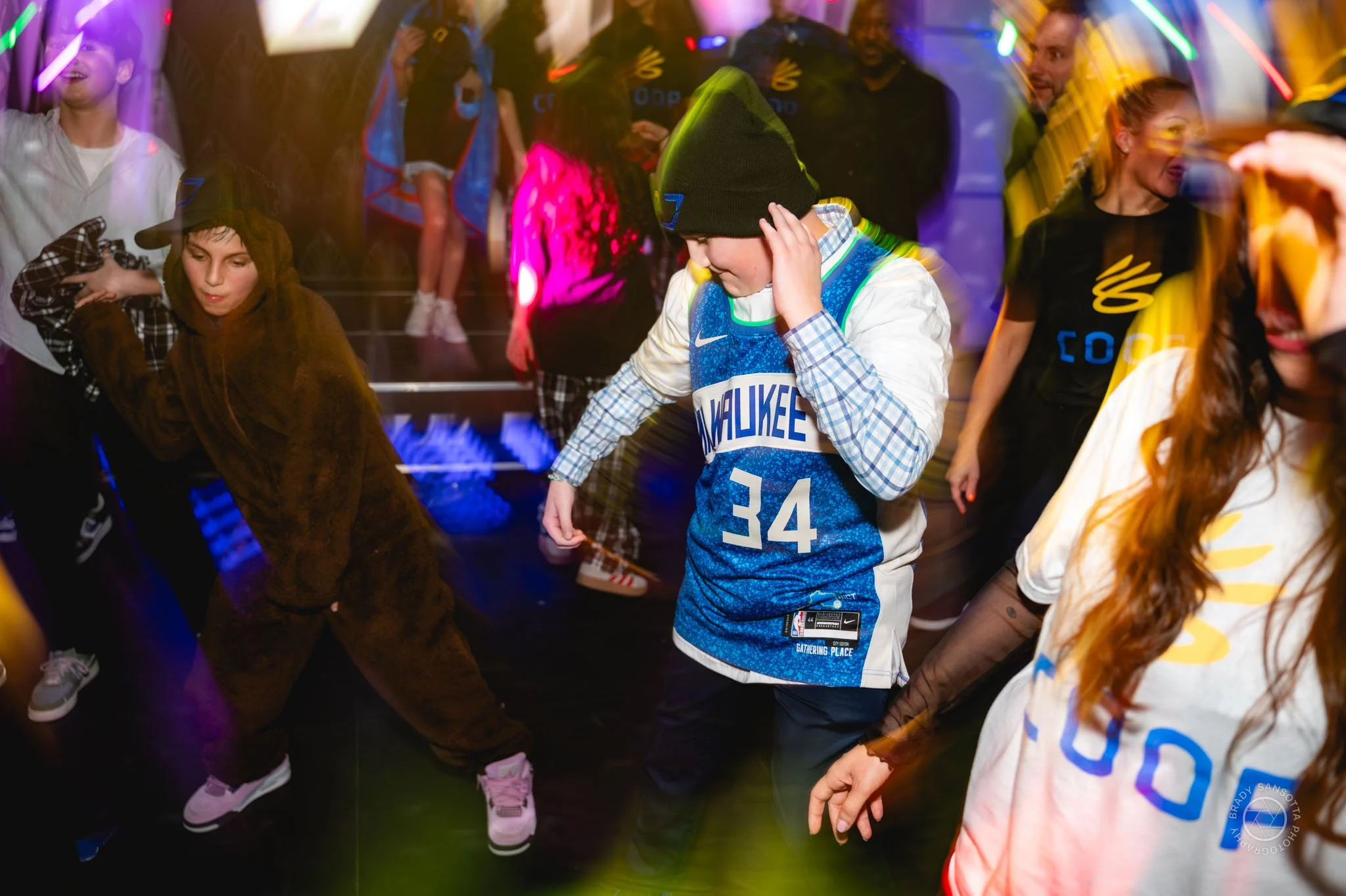 Candid moment showing party energy at Bar Mitzvah celebration details at Powerhouse Studios Paramus.
