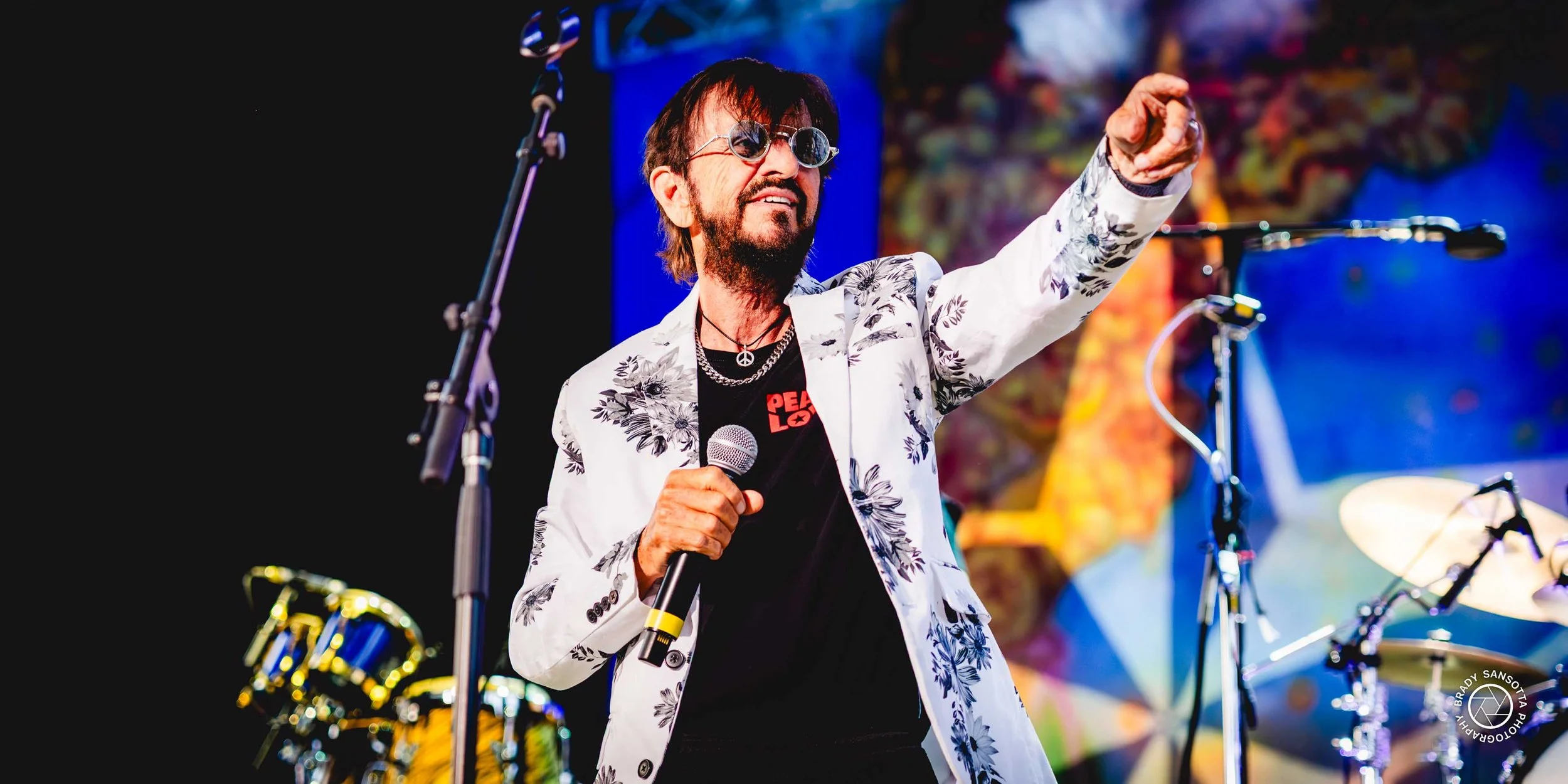 Ringo Starr (of The Beatles) performing live in Bridgeport, Connecticut, at Hartford Healthcare Amphitheater.