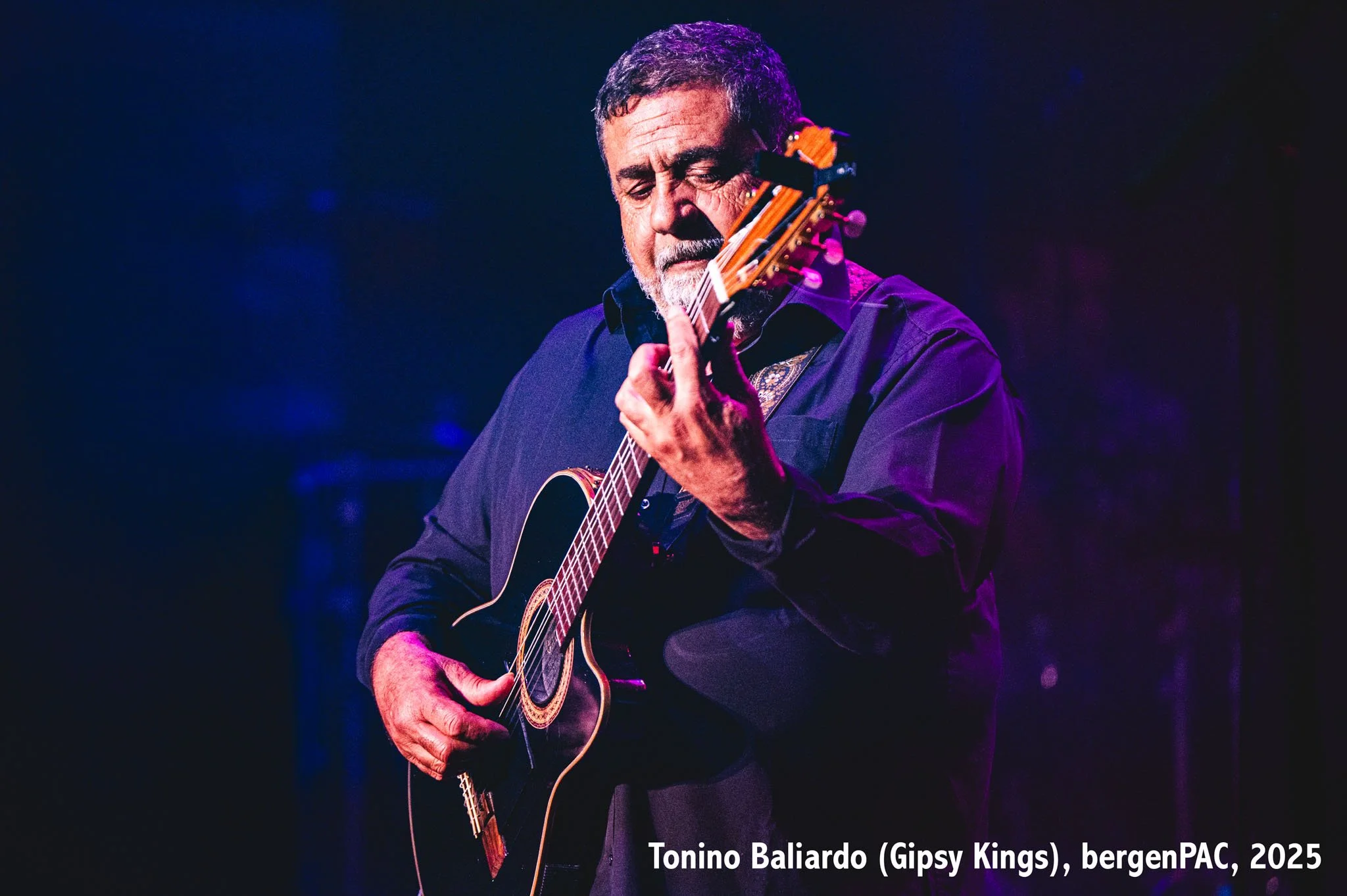 Portrait of Tonino Baliardo of the Gipsy Kings performing live at bergenPAC in Englewood, New Jersey