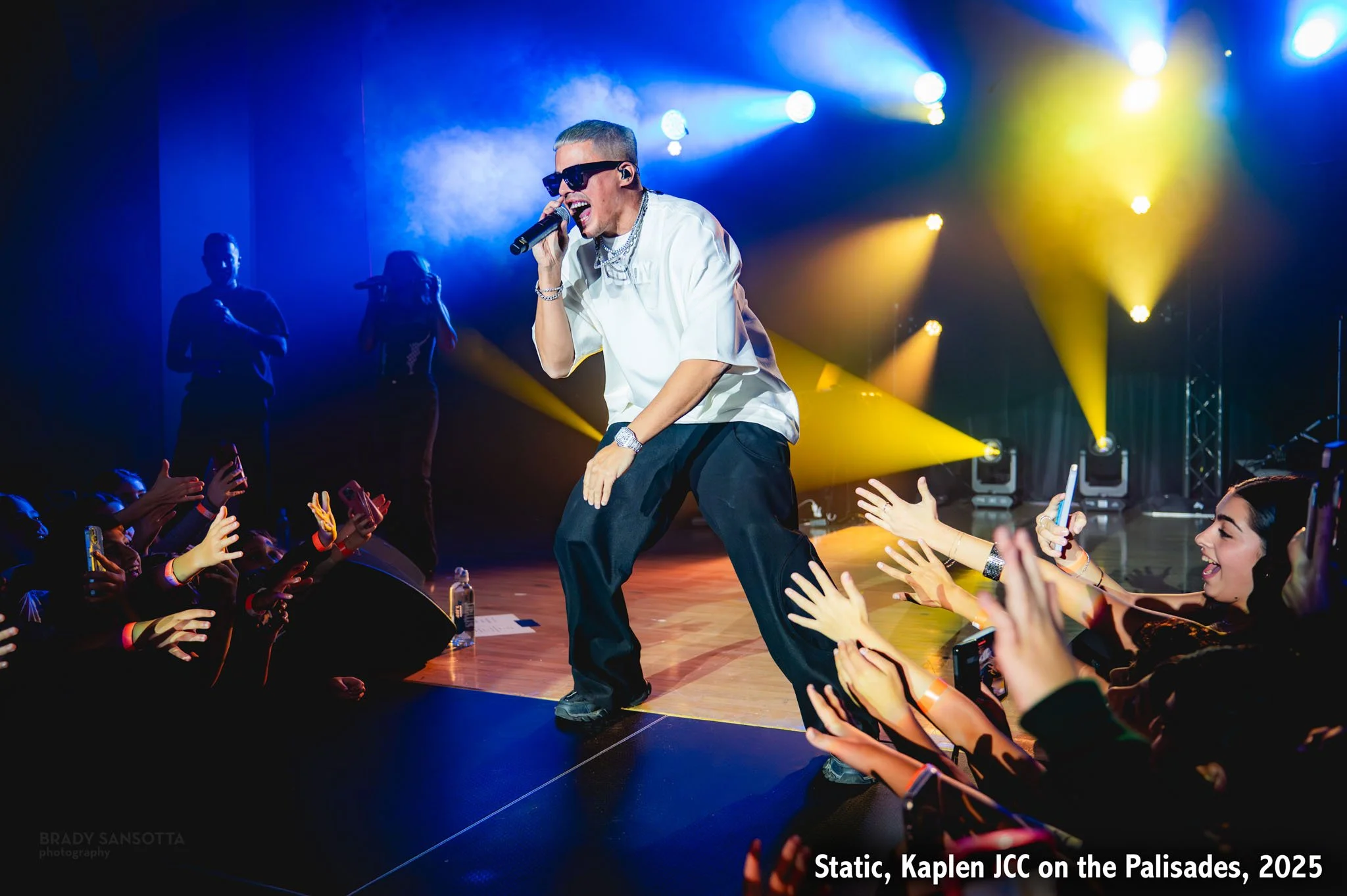 Static (Liraz Russo) performing live on stage at Kaplen JCC on the Palisades concert in New Jersey.