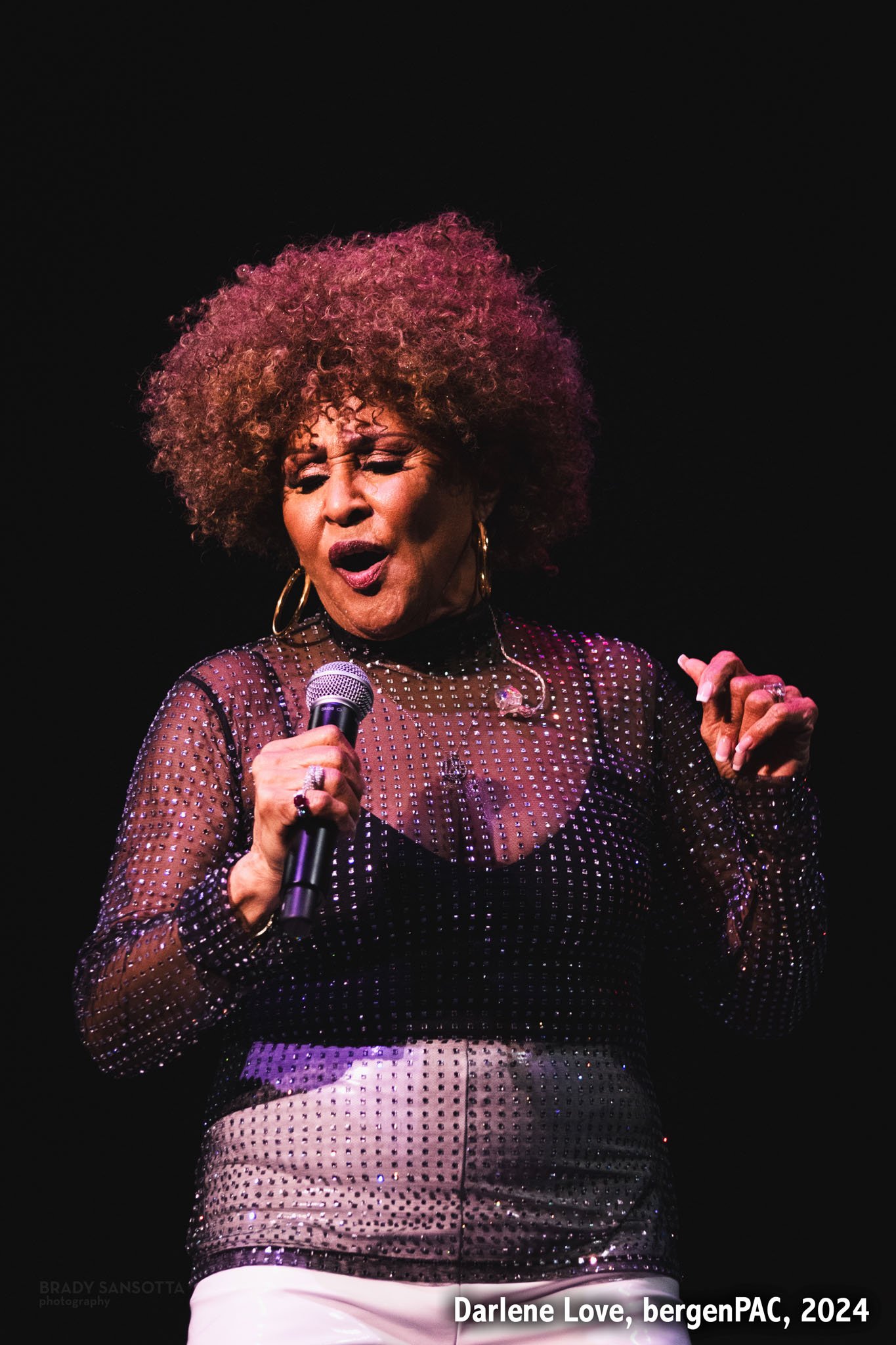 Soul legend Darlene Love singing during a holiday concert at BergenPAC in Englewood, NJ.