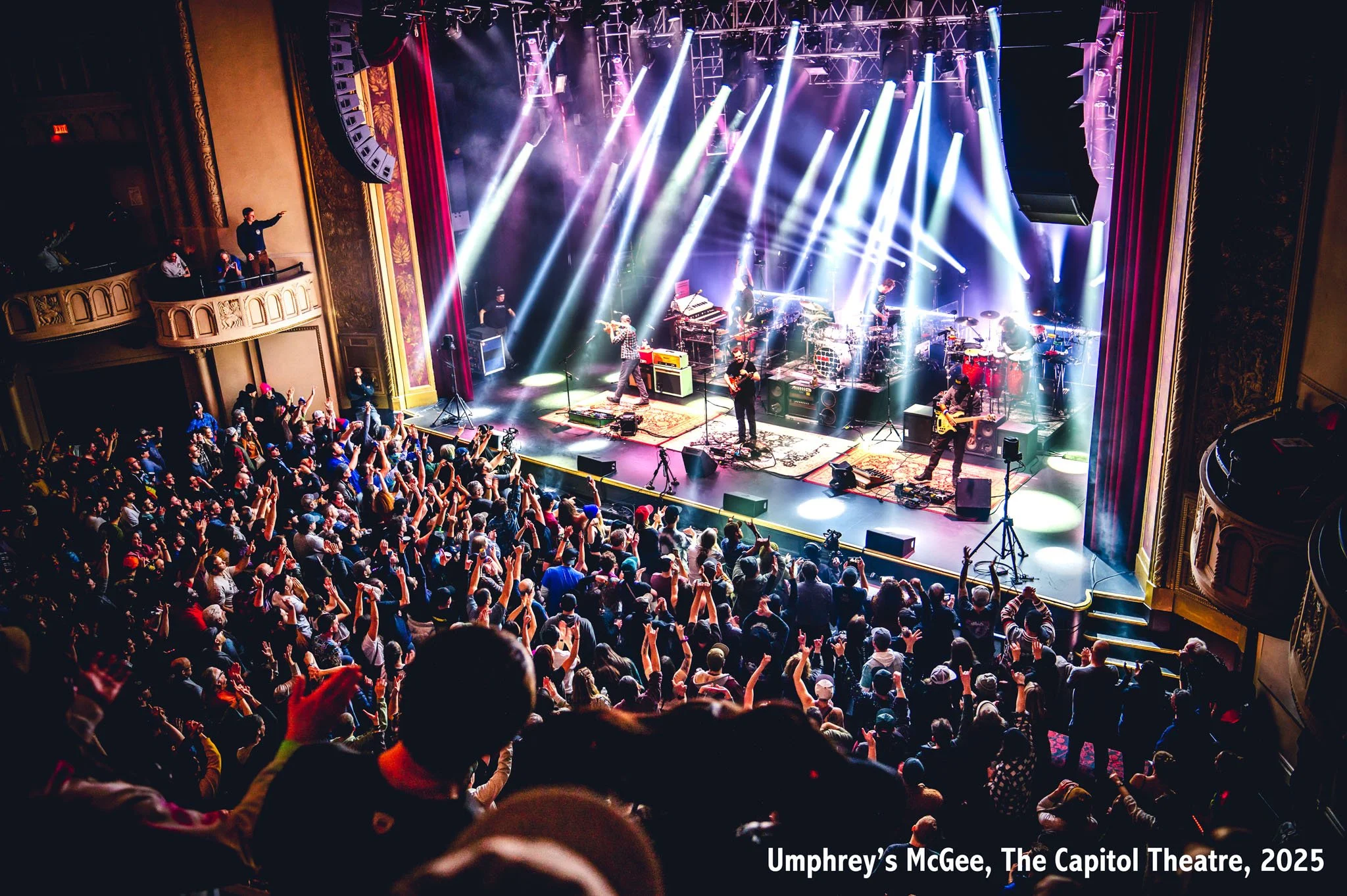 Wide shot from audience of Umphrey's McGee at The Capitol Theatre in Port Chester, New York.