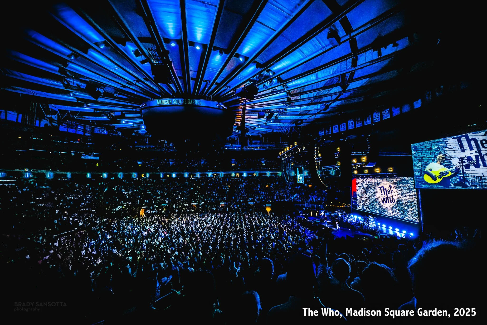 Wide stage shot of Madison Square Garden during The Who farewell concert in New York City.