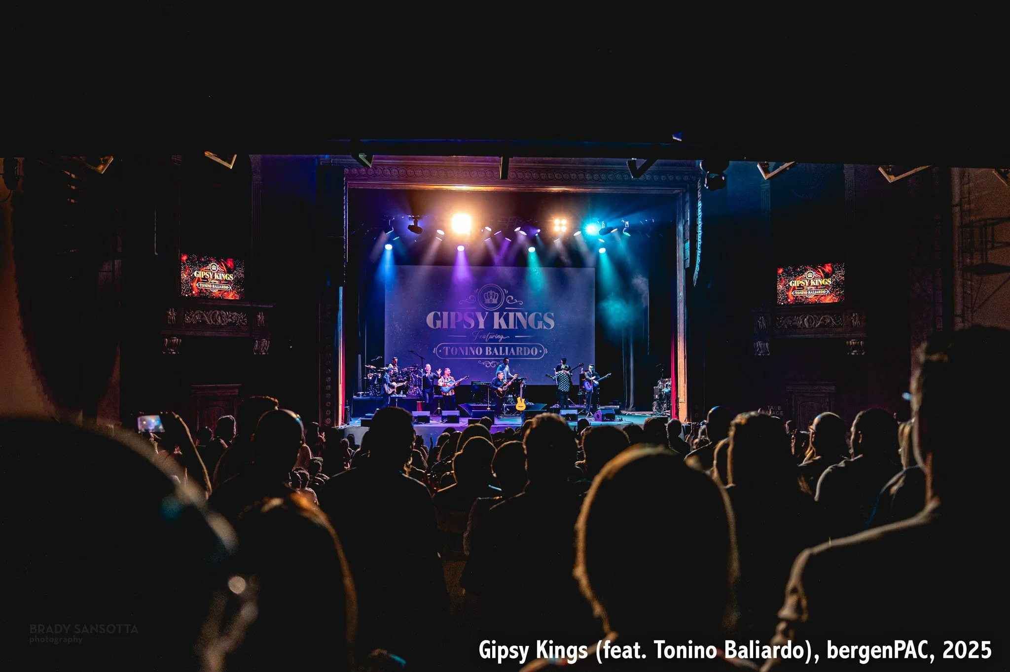 Audience shot of Gipsy Kings featuring Tonino Baliardo performing live at bergenPAC in Englewood, New Jersey.”
