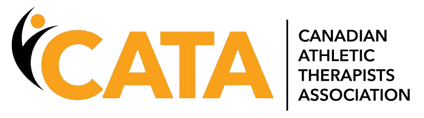 Logo of the Canadian Athletic Therapists Association featuring the acronym 'CATA' and a stylized figure.