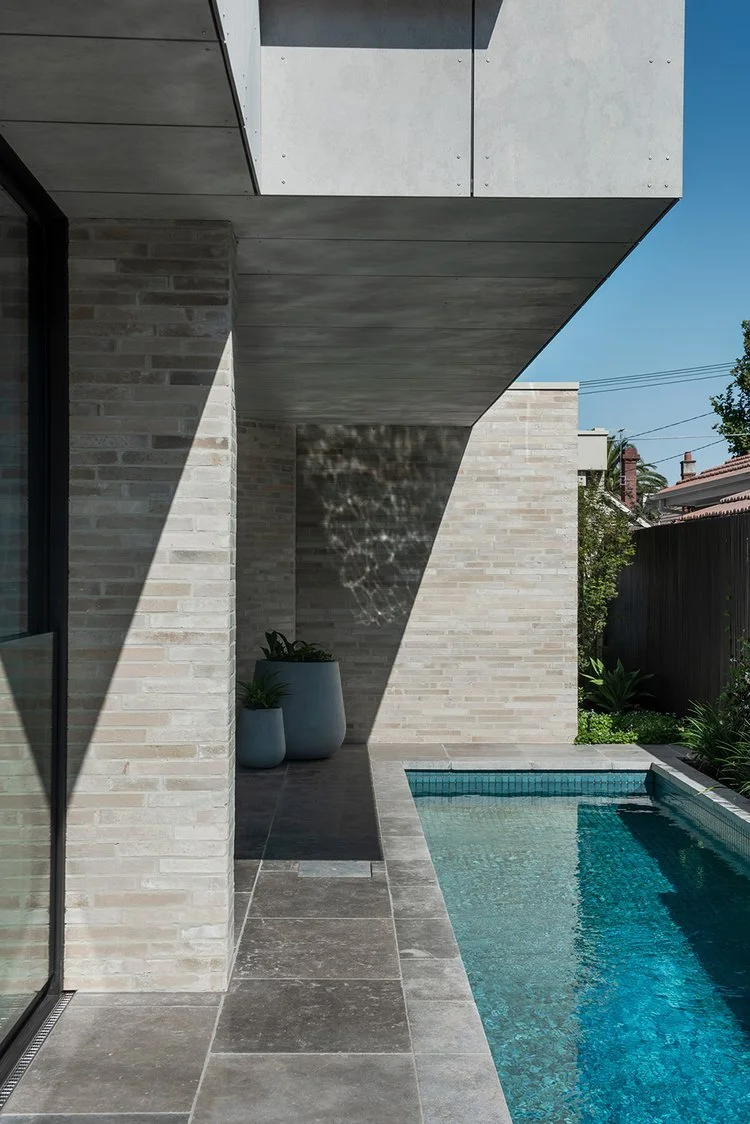 Thin bricks by pool