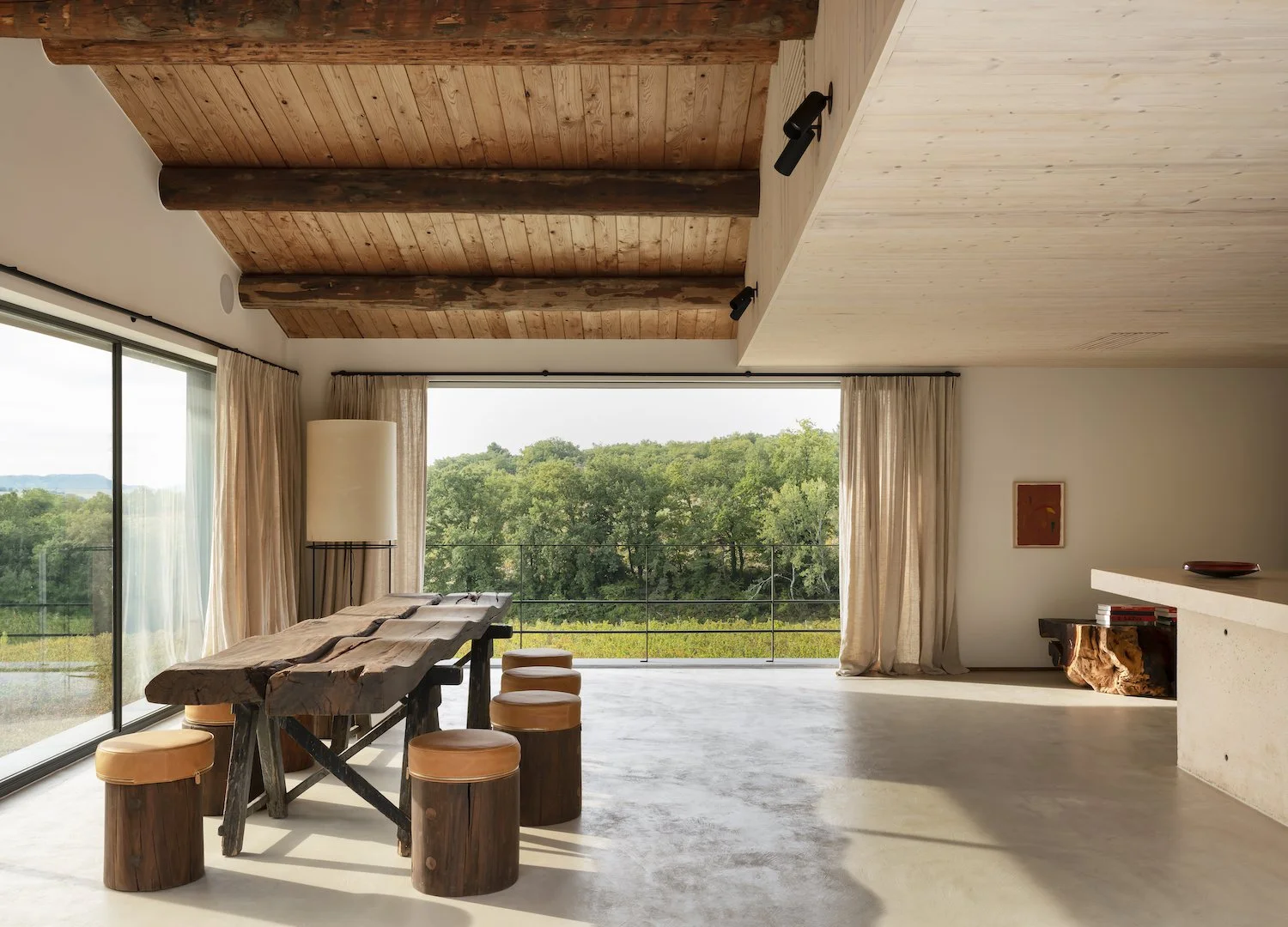 calin guesthouse kitchen with microcement flooring