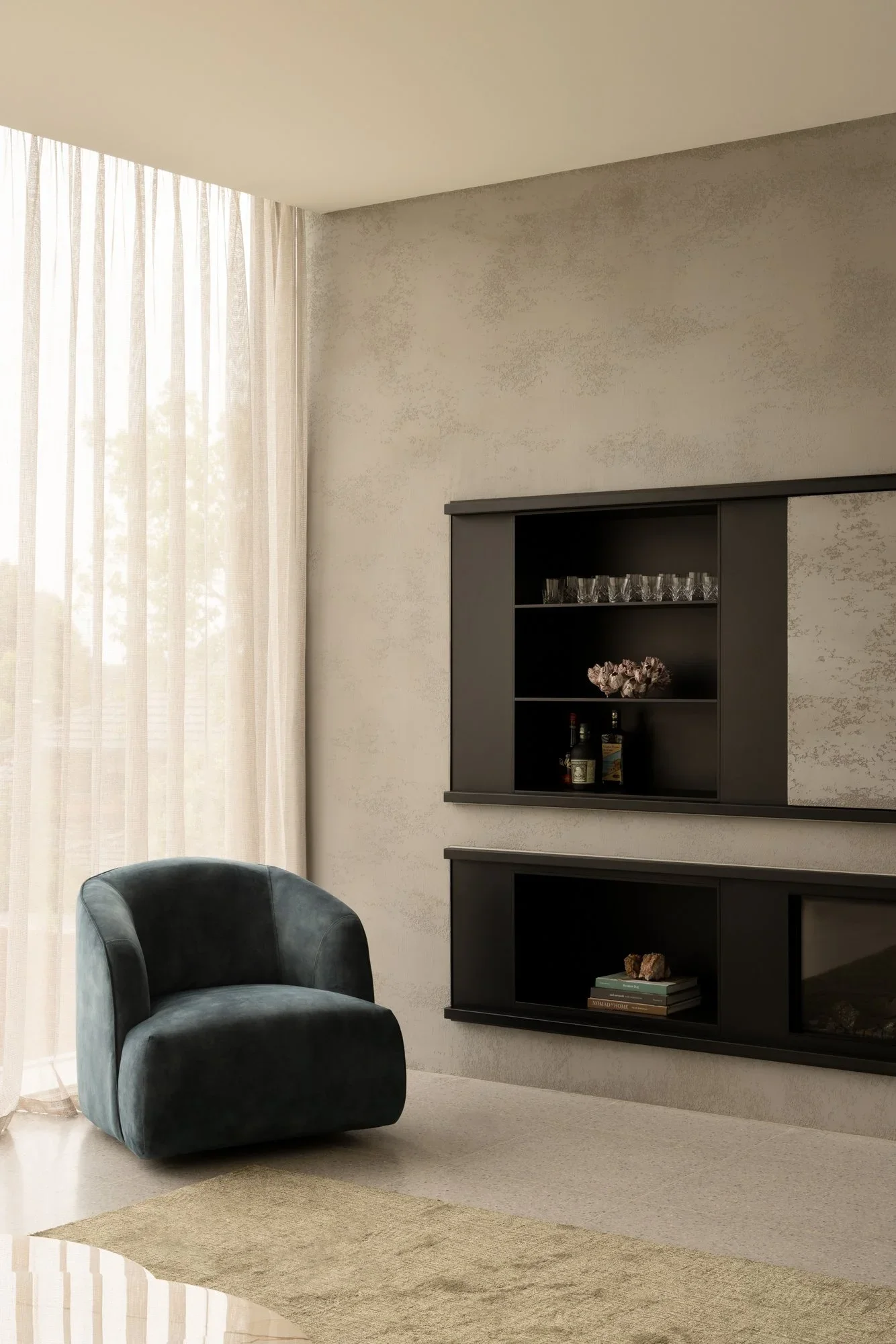 X-Bond Natural Concrete interior statement wall.